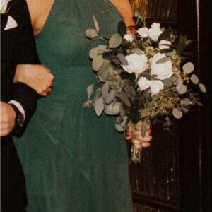 Azazie Bonnie - Elegant Green Halter Gown